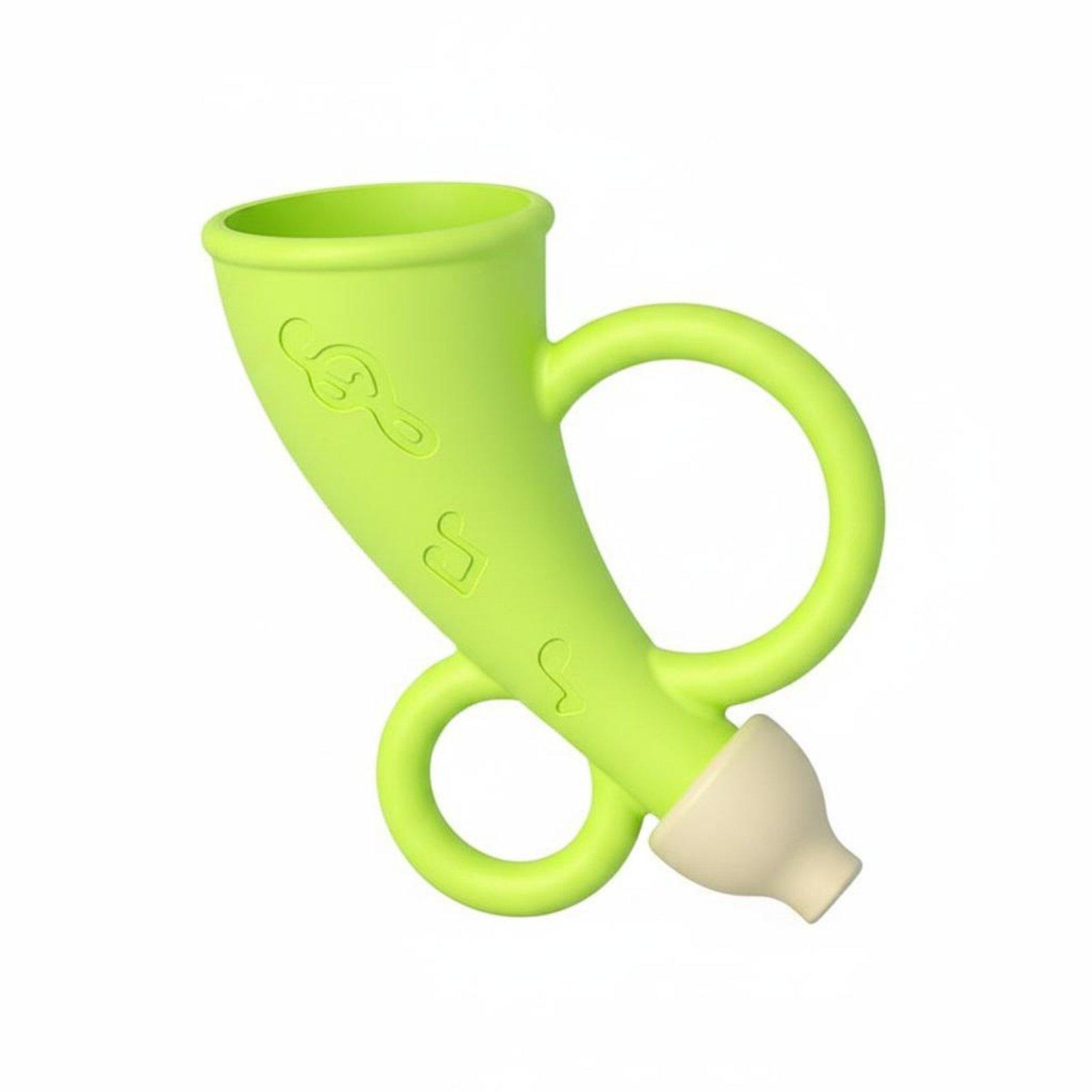 Baby Teethers - ベビーシリコン製ホーンサウンドホイッスルおもちゃ、噛める乳幼児用歯固めラトル、家庭用またはベビーカー用