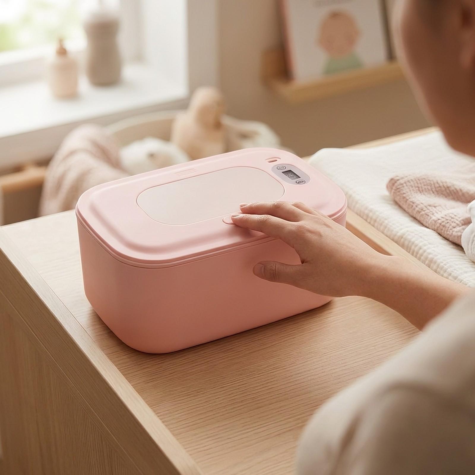 Baby Wipe Warmer - コンパクトなUSBベビーワイプウォーマー、スマートデジタルディスプレイ付き、新生児用温熱ワイプホルダー、旅行用ポータブルシリコンPP素材