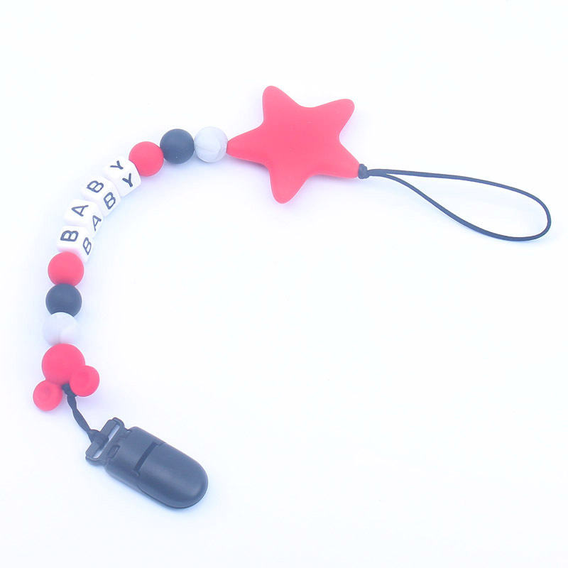 Baby Teethers - 赤ちゃんのおしゃぶりクリップ,レタリング付きの英語の文字が付いたおしゃぶりホルダー