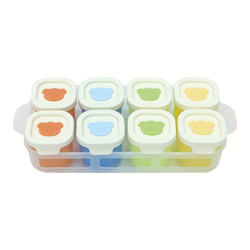 Baby Products Cream - 蓋付きベビーフードフリーザートレイ – BPAフリーの食品グレードシリコン製アイスキューブトレイ、ピューレ、スープ、肉、果物用