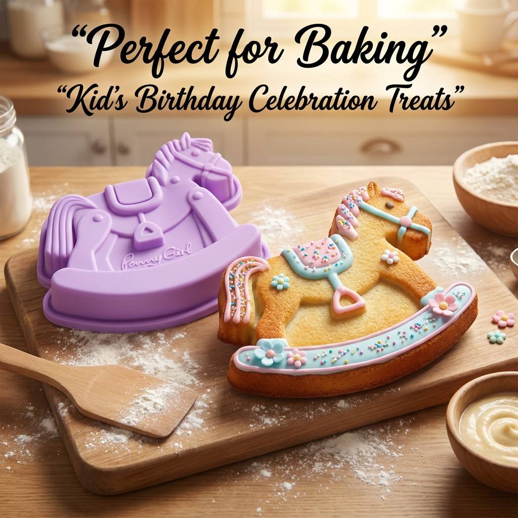Baby Products Moisturizer - ロッキングホース型シリコンケーキ型。ベビーシャワー、子供の誕生日パーティー、チョコレート、ゼリー、アイスクリーム作りに最適な食品グレードのシリコン製焼き型。