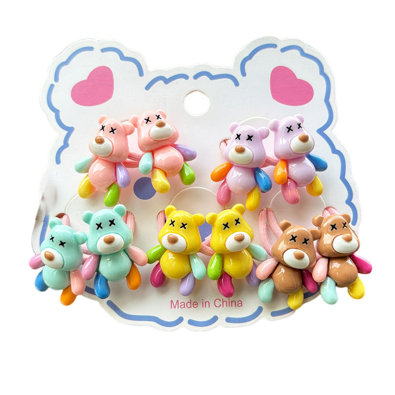 Baby Products Lotion - 女の子のための伸縮性のあるヘアバンド,プリンセス,子供のためのヘアアクセサリー,かわいい赤い漫画のクリームベア,2個