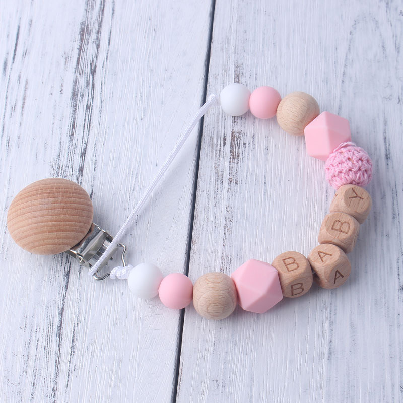 木製&シリコンビーズ付きベビーおしゃぶりクリップ、パーソナラ - Baby Teethers のレビューと価格