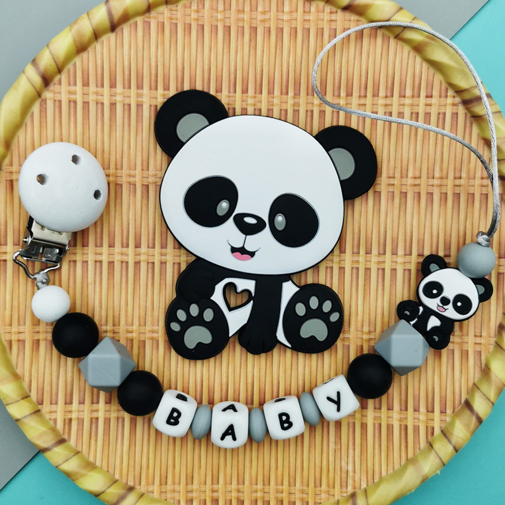 カスタマイズパーソナライズされた名前ベビーシリコーンパンダお - Baby Teethers のレビューと価格
