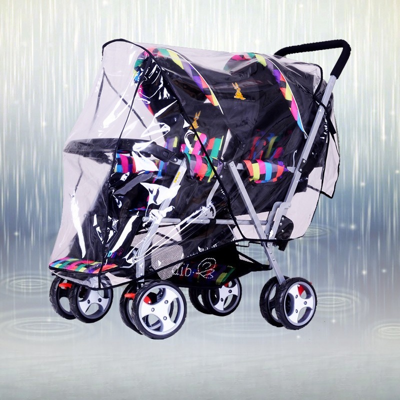 ダブルシートツインベビーカーレインカバー防風防水防塵保護カバ - Stroller Rain Cover のレビューと価格