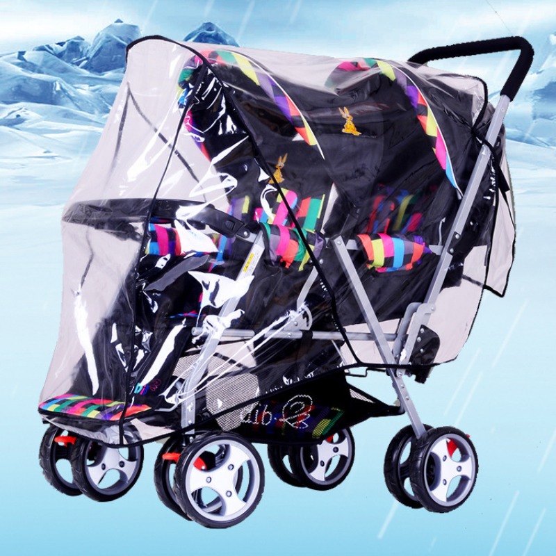 ダブルシートツインベビーカーレインカバー防風防水防塵保護カバ - Stroller Rain Cover のレビューと価格