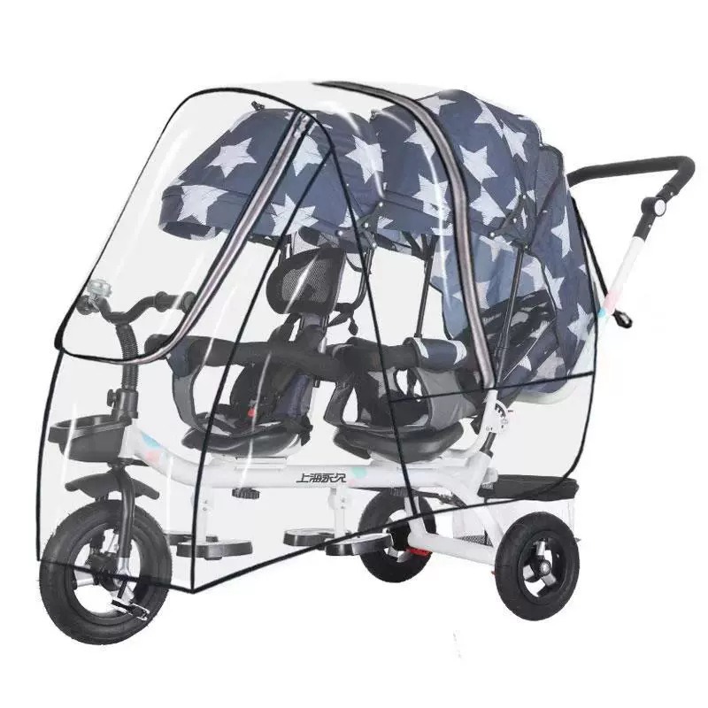 ダブルシートツインベビーカーレインカバー防風防水防塵保護カバ - Stroller Rain Cover のレビューと価格