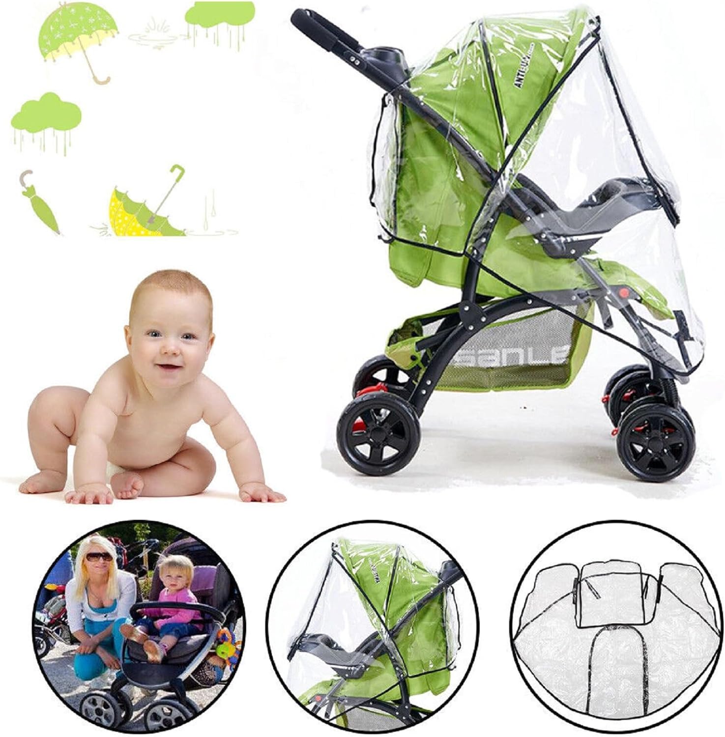 ベビーカー用レインカバー,通気性,防風性,防水性 - Stroller Rain Cover のレビューと価格