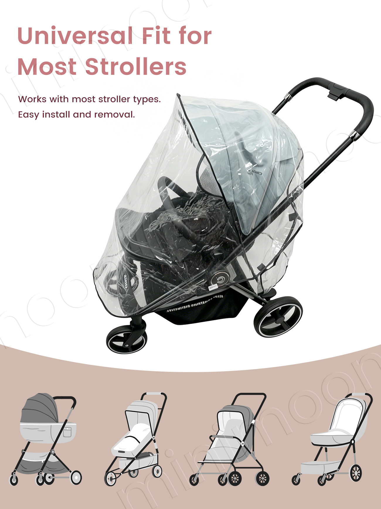 ユニバーサル防水ベビーカーレインカバー、屋外使用のための通気 - Stroller Rain Cover のレビューと価格