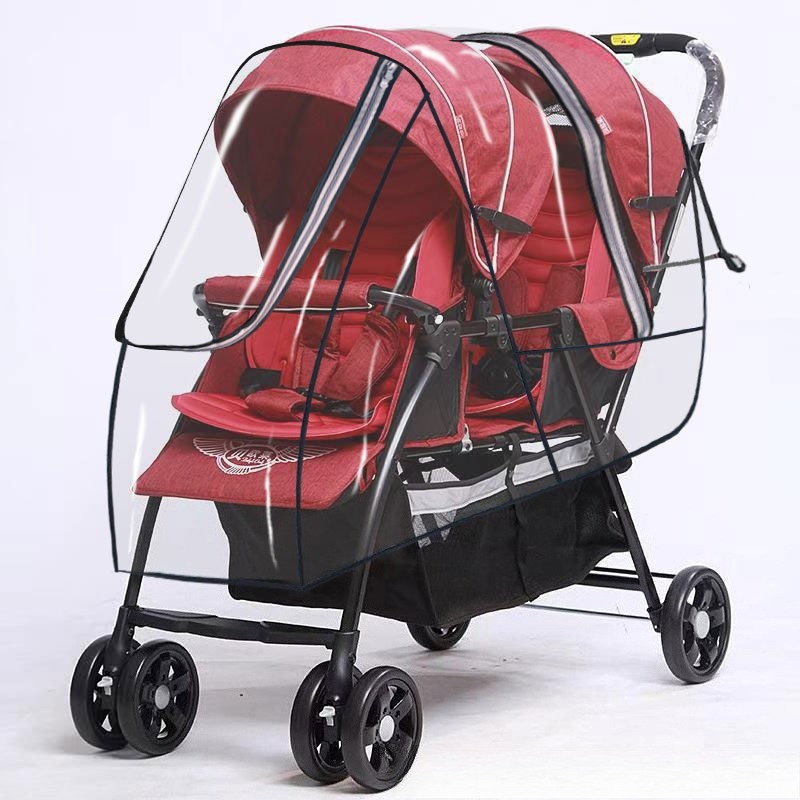 ツインベビーカー用レインカバー ダブルシート 防風ベビーカー - Stroller Rain Cover のレビューと価格