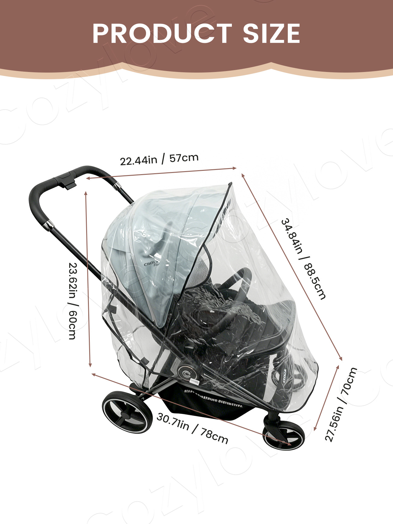 ユニバーサルベビーカーレインカバー |   防水・防風・透明 - Stroller Rain Cover のレビューと価格