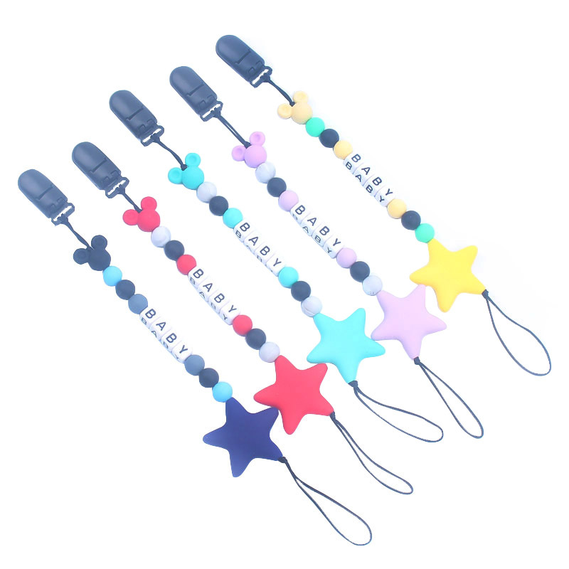 赤ちゃんのおしゃぶりクリップ,レタリング付きの英語の文字が付 - Baby Teethers のレビューと価格