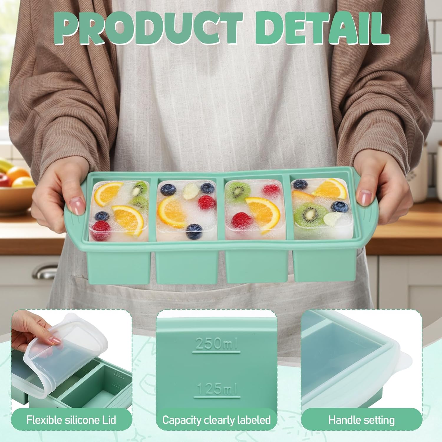 蓋付きシリコン製冷凍トレイ、スープ、ソース、ベビーフード、食 - Baby Products Cream のレビューと価格