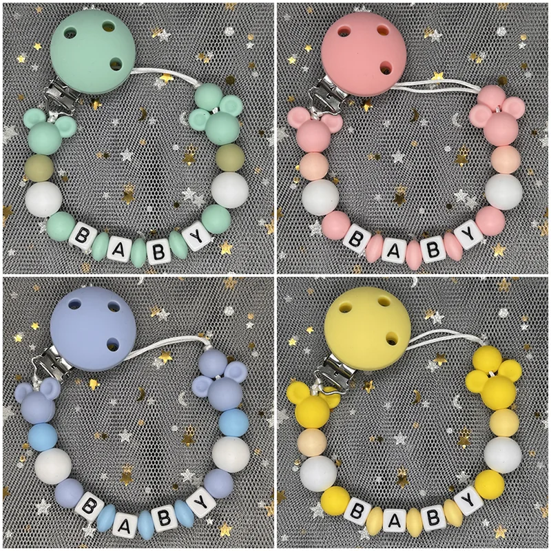 ベビーおしゃぶりクリップパーソナライズされた名前ダミー乳首ホ - Baby Teethers のレビューと価格