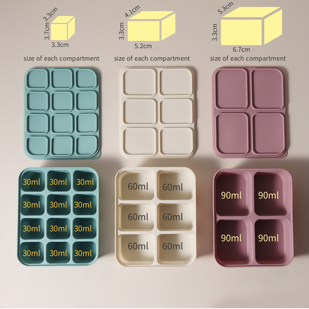 ベビーアイスキューブトレイ シリコン製 蓋付き 柔軟な製氷型 - Baby Products Cream のレビューと価格