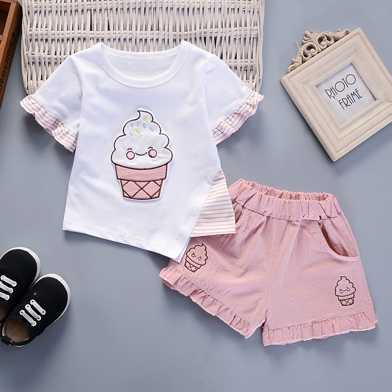 子供用Tシャツとパンツのセット,アイスクリームプリントの漫画 - Baby Products Lotion のレビューと価格