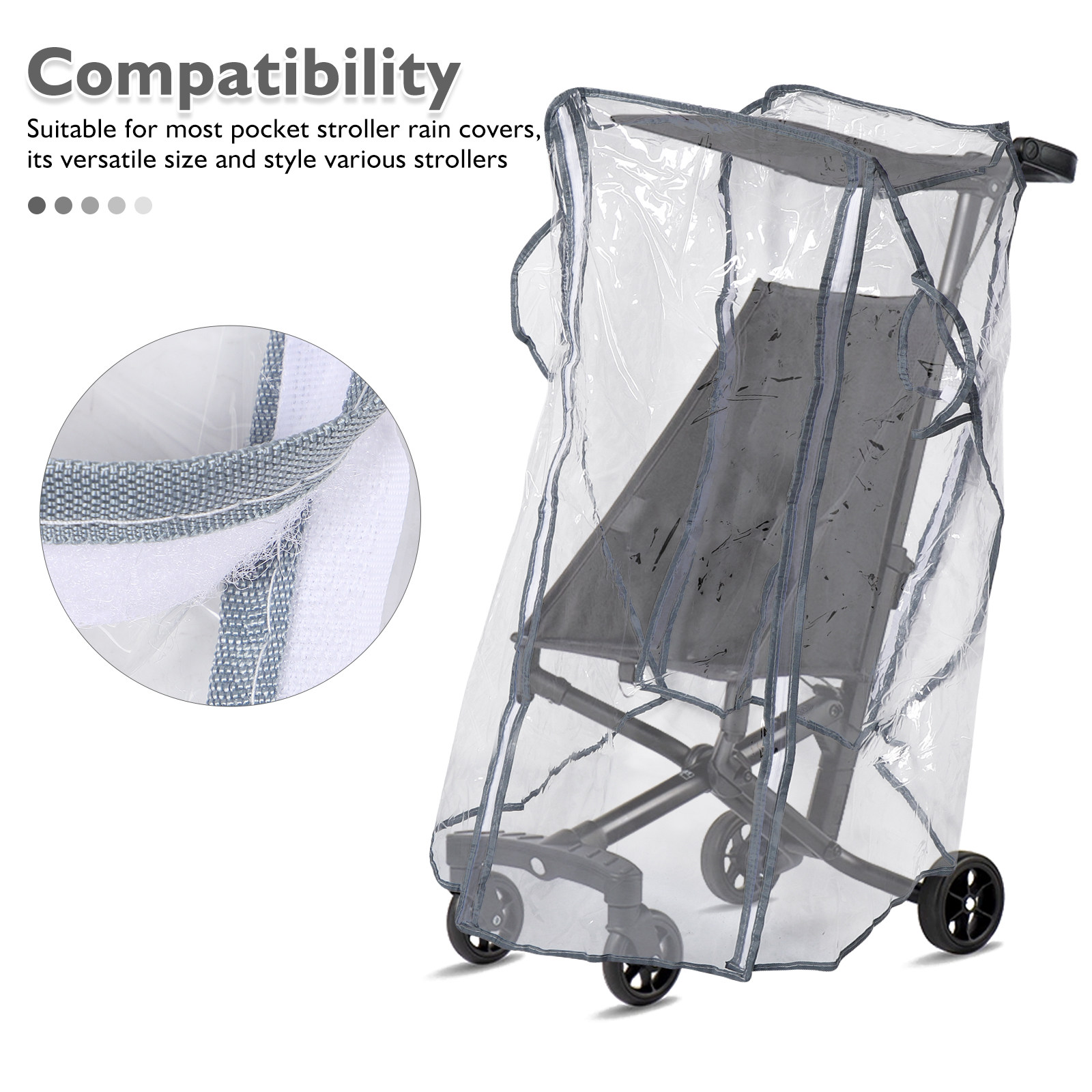 エヴァ製ベビーカー用レインカバー。透明で防風性があり、保護性 - Stroller Rain Cover のレビューと価格